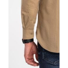 OMBRE Moška bombažna polo majica REGILAR FIT z žepom V2 OM-SHOS-0153 svetlo rjava MDN124351 XL