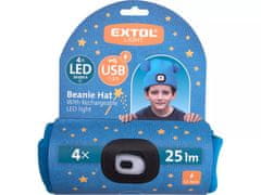 Extol Light Kapa z LED lučjo 43459 4x25lm, polnjenje USB, modra s pomponi, otroška