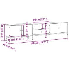 Vidaxl TV omarica s predalom rjav hrast 200x25x44 cm inženirski les