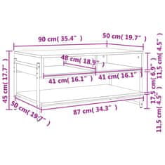 Vidaxl Klubska mizica dimljeni hrast 90x50x45 cm inženirski les