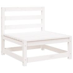 Vidaxl Vrtni kavč s stolčkom za noge dvosed bela trdna borovina