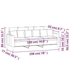 Vidaxl Trosed rumen 180 cm žamet