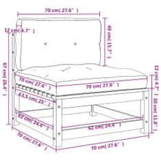 Vidaxl Vrtni kavči brez naslonjal z blazinami 2 kosa impreg. borovina