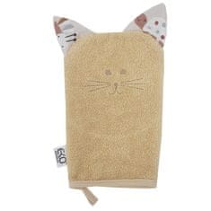 EKO Bombažna krpa za umivanje z ušesi Cat Beige 20x15 cm