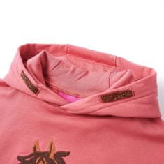 Vidaxl Otroški pulover s kapuco starinsko roza 140