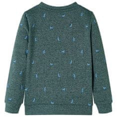 Vidaxl Otroški pulover temno zelena melange 128