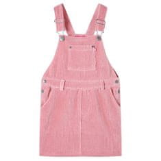 Vidaxl Otroška obleka rebrasti žamet svetlo roza 116
