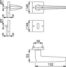 Hoppe Macau M1646/843KV/843KVS F96-1 R OB garnitura z rozeto, medenina