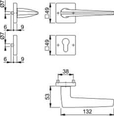 Hoppe Macau M1646/843KV/843KVS F96-1 R PZ garnitura z rozeto, medenina