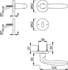 Hoppe Verona 1510/42KB/42KBS F9714M OB garnitura z rozeto, aluminij, črna