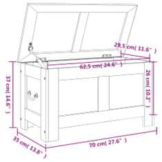 Vidaxl Skrinja za shranjevanje s pokrovom rjav bel trden akacijev les