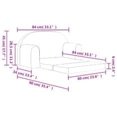 Vidaxl Raztegljiv otroški kavč dvosed roza mehak pliš
