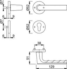 Hoppe Hamburg 1700/42KV/42KVS F1 PZ garnitura z rozeto, aluminij