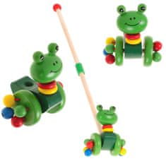 WOWO Walking Frog Wooden Pusher - Leseni poganjalec na palici - Walking Frog