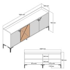 Furnitura KOMODA VENEDIK - OREH/BELI MARMOR