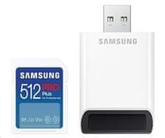 Samsung Pomnilniška kartica PRO Plus micro SDXC CL10 U3 512 GB (do 180/130 MB/s) + adapter USB
