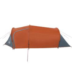 Vidaxl Šotor za kampiranje za 3 osebe siv in oranžen vodoodporen
