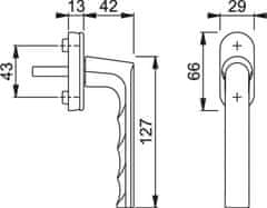 Hoppe Hamburg DK 0700L/U26 7/32-42 F1 M5X45 M5X50 okenska kljuka