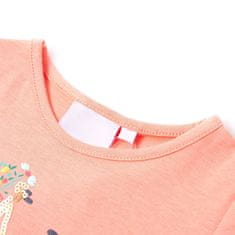 Vidaxl Otroška majica s kratkimi rokavi neon koralna 116
