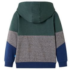 Vidaxl Otroški pulover s kapuco in zadrgo temno zelen 104