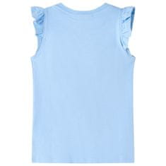 Vidaxl Otroška majica s kratkimi rokavi z volančki svetlo modra 140