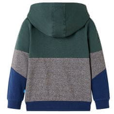 Vidaxl Otroški pulover s kapuco in zadrgo temno zelen 140