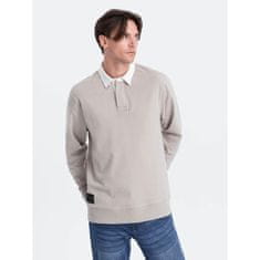 OMBRE Moški pulover z belim polo ovratnikom V7 OM-SSNZ-0132 pepelnata MDN124386 S