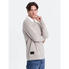 OMBRE Moški pulover z belim polo ovratnikom V7 OM-SSNZ-0132 pepelnata MDN124386 S