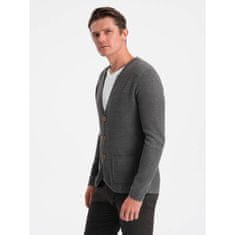OMBRE Moški strukturiran pulover z žepi V2 OM-SWCD-0109 grafitne barve MDN124389 S