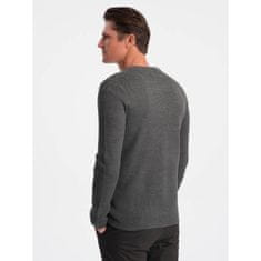 OMBRE Moški strukturiran pulover z žepi V2 OM-SWCD-0109 grafitne barve MDN124389 S