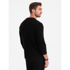 OMBRE Moški strukturiran pulover z žepi V1 OM-SWCD-0109 črna MDN124388 XL