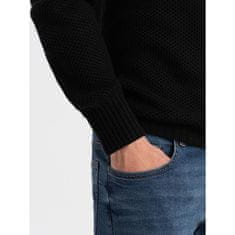 OMBRE Moški pleteni pulover s podaljšanim ovratnikom V3 OM-SWZS-0105 črna MDN124391 XL