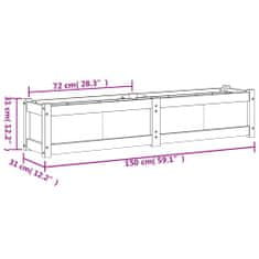 Vidaxl Vrtno cvetlično korito voščeno rjavo 150x31x31cm trdna borovina