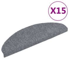 Vidaxl Samolepilne preproge za stopnice 15 kosov 65x21x4cm svetlo sive