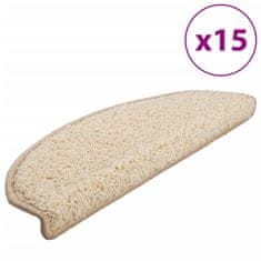 Vidaxl Preproge za stopnice 15 kosov 65x21x4 cm krem