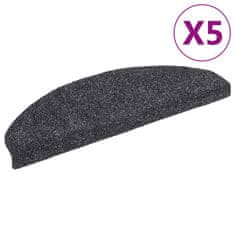 Vidaxl Samolepilne preproge za stopnice 5 kosov temno sive 65x21x4 cm