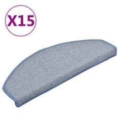 Vidaxl Preproge za stopnice 15 kosov svetlo sive in modre 65x24x4 cm