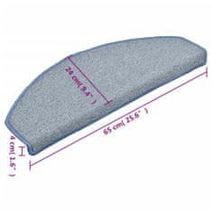 Vidaxl Preproge za stopnice 15 kosov svetlo sive in modre 65x24x4 cm