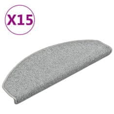 Vidaxl Preproge za stopnice 15 kosov svetlo sive 65x24x4 cm