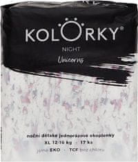 KOLORKY Otroške plenice NIGHT - Unicorns: Velikost XL (12-16 kg, 17 kosov)