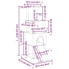 Vidaxl Mačje drevo s praskalniki iz sisala temno sivo 153 cm