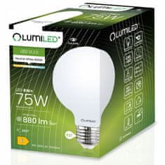 LUMILED 3x LED žarnica E27 G95 8W = 75W 4000K Nevtralno bela 360° Filamentni mlečni mehurček