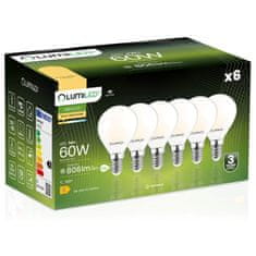 LUMILED 6x LED žarnice P45 E14 7W = 60W 806lm 3000K Toplo bela 360° Filament