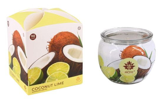 Arôme Dišeča steklena sveča COCONUT & LEMETTE 90g (gori 22h)