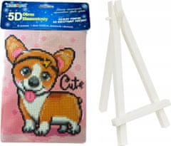 Norimpex Diamantna poslikava Welsh corgi 15x20cm s stojalom