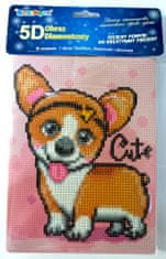 Norimpex Diamantna poslikava Welsh corgi 15x20cm s stojalom