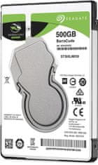 Seagate BarraCuda 2,5" 500 GB, SATA III/600, 5.400 vrt/min, 128 MB