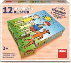 Dino slikovne kocke Pes in mačka, 12 kock