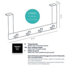 Kela obešalnik za vrata 4 kavlji Colgar kovinski črni 30,0x13,0x2,5cm