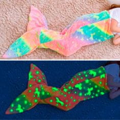 Netscroll Odeja v obliki morske deklice, odeja morska deklica, ki sveti v temi, motiv zvezd in samoroga, izjemno mehka in topla, mavrične barve, odlična ideja za darilo, MermaidBlanket